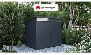 Vente-unique - Abri de jardin MINARO - 4,57 m² - résine anthracite avec plancher