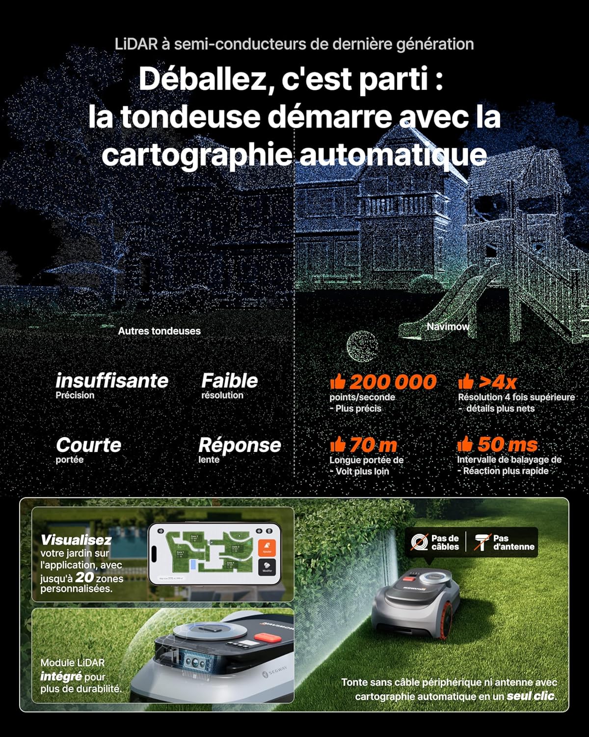Segway - Navimow i210 LiDAR Pro - garage M - AWD, LiDAR+RTK, pente 55%, i210