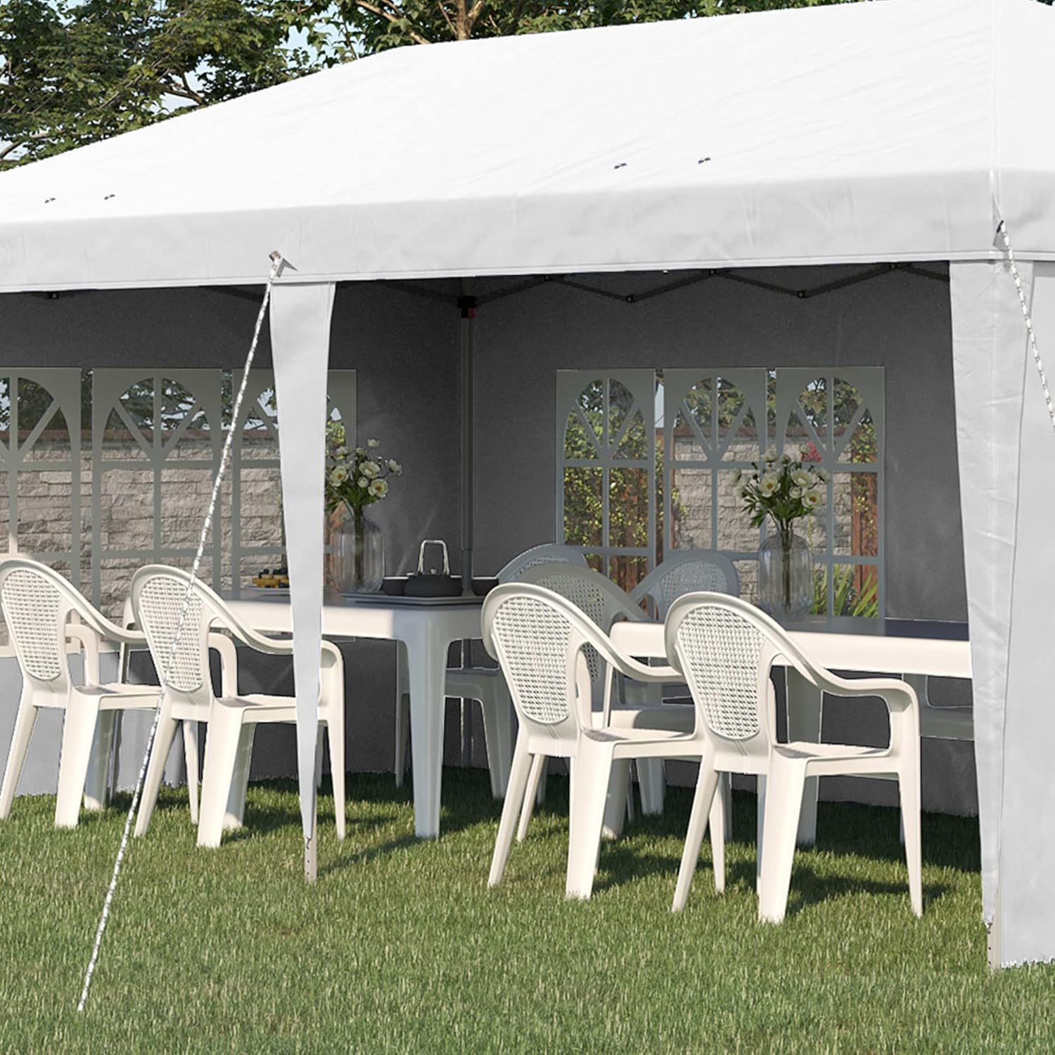 Outsunny - pavillon pliante 3x6m - 3 côtés détachables, sac inclus