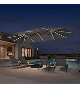PURPLE LEAF Grand Parasol de Jardin Extérieur 4,55 x 2,7 x 2,4 m avec Pied et LED Solaire, Paraso...