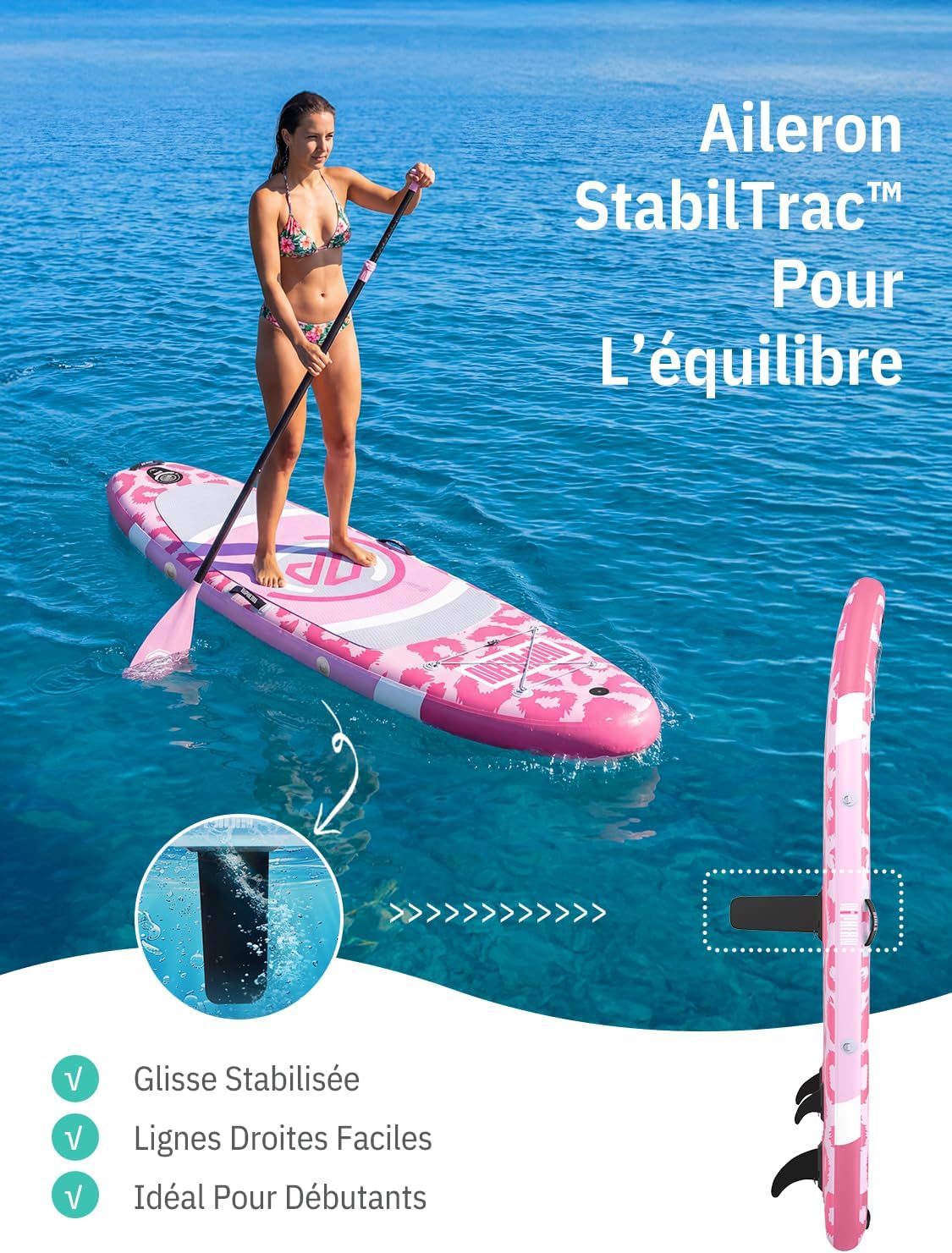 Niphean - Paddle gonflable adulte avec siège, ultraléger, antidérapant, stabilisateur, idéal yoga