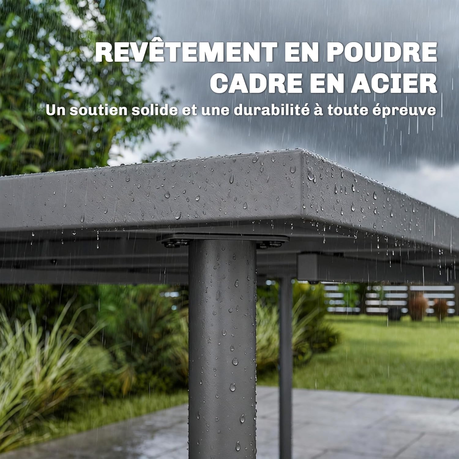 Outsunny - Table jardin série 6 pers - 165x80 cm - métal lattes, extérieur