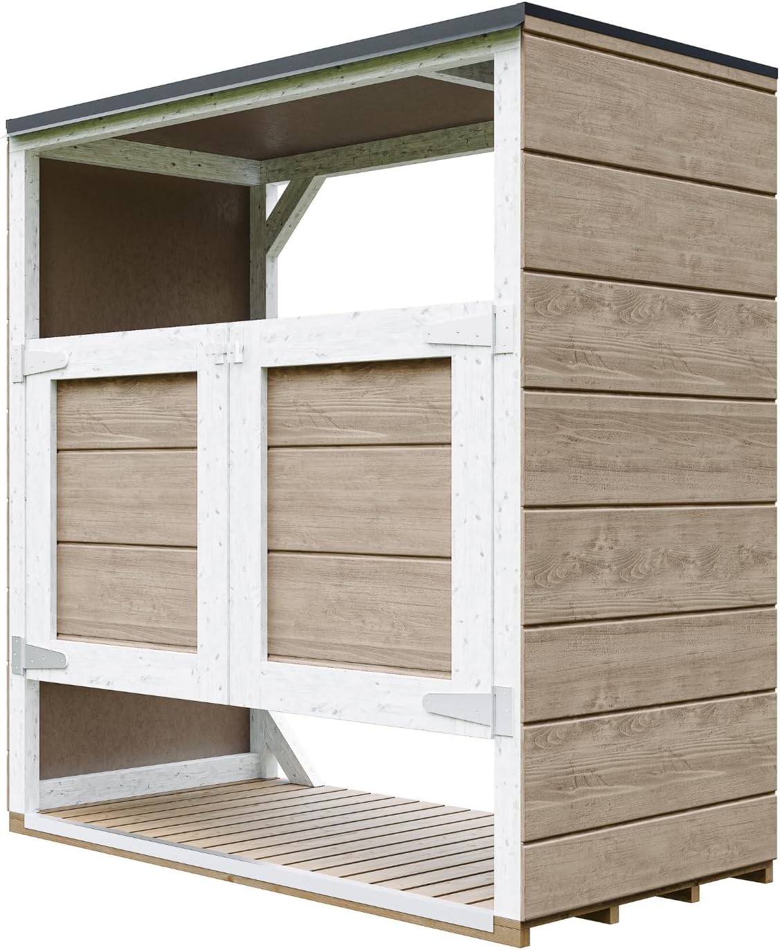 Abri de Jardin pour poubelles, Cache Poubelle extérieur 2x240L – Coffre de Rangement Exterieur, Armoire de Jardin, cabane de Jardin Exterieur – Timbela M980A-TERRA Brown