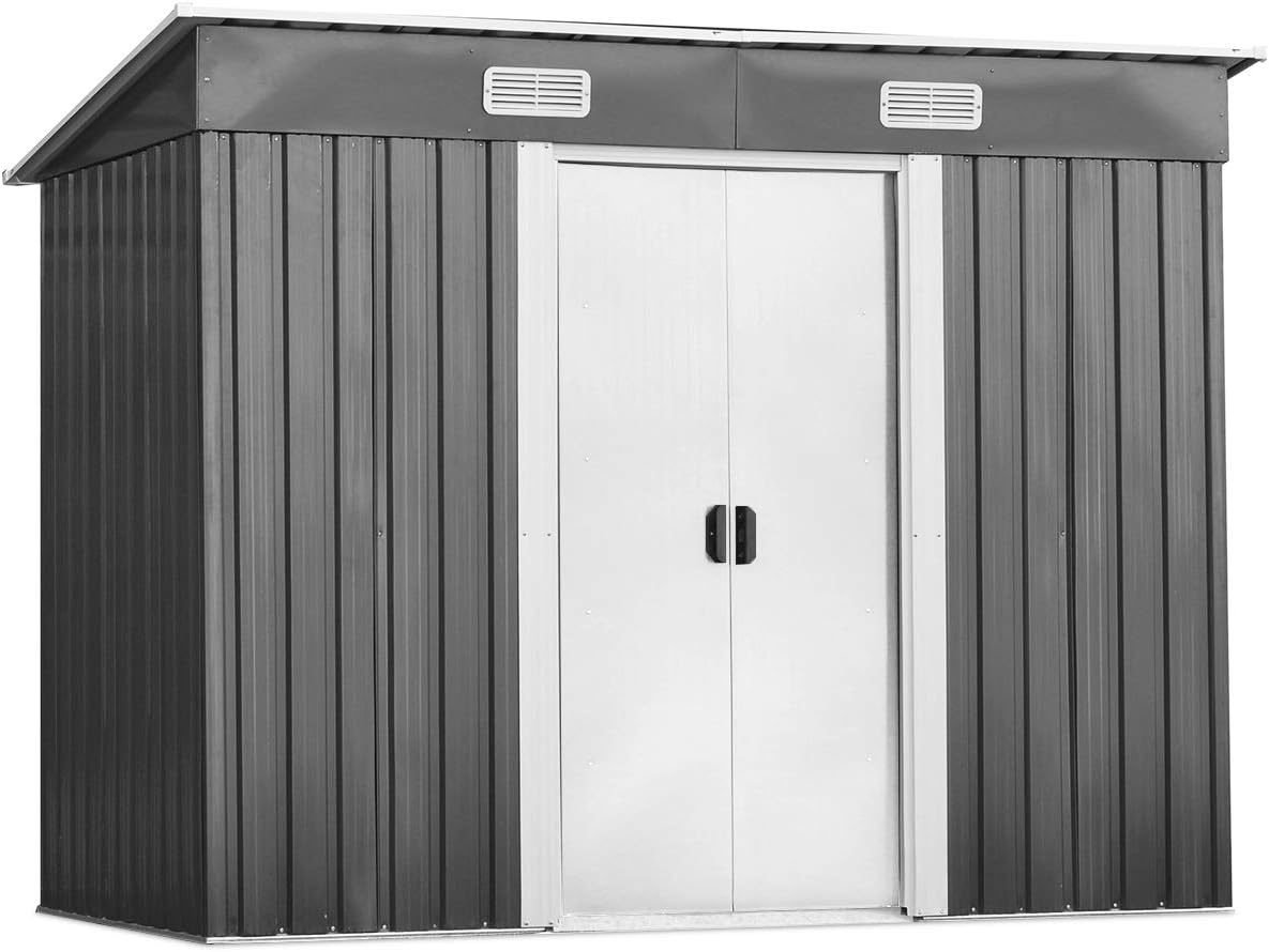 COSTWAY - abri de jardin extérieur, 238x131x181 cm, 2 portes coulissantes
