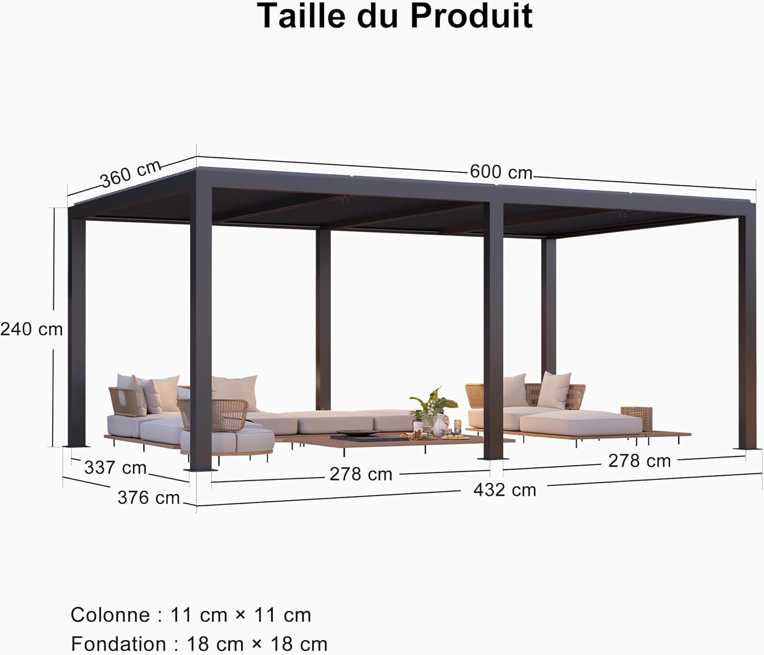PURPLE LEAF - Pergola bioclimatique - 6x3,68m - aluminium lames orientables
