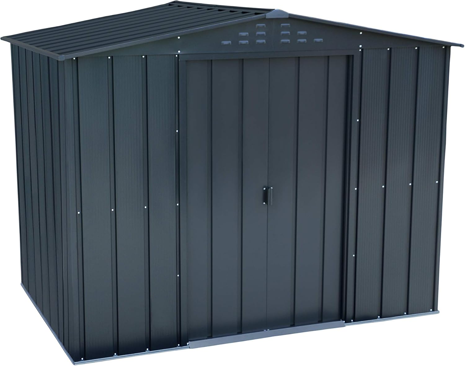 Duramax TOP Shed 8 x 6 (4.37 m²) Abri de jardin en métal, fabriqué en acier galvanisé, structure de toit renforcée, abri de jardin en métal sans entretien et résistant aux intempéries, Anthracite