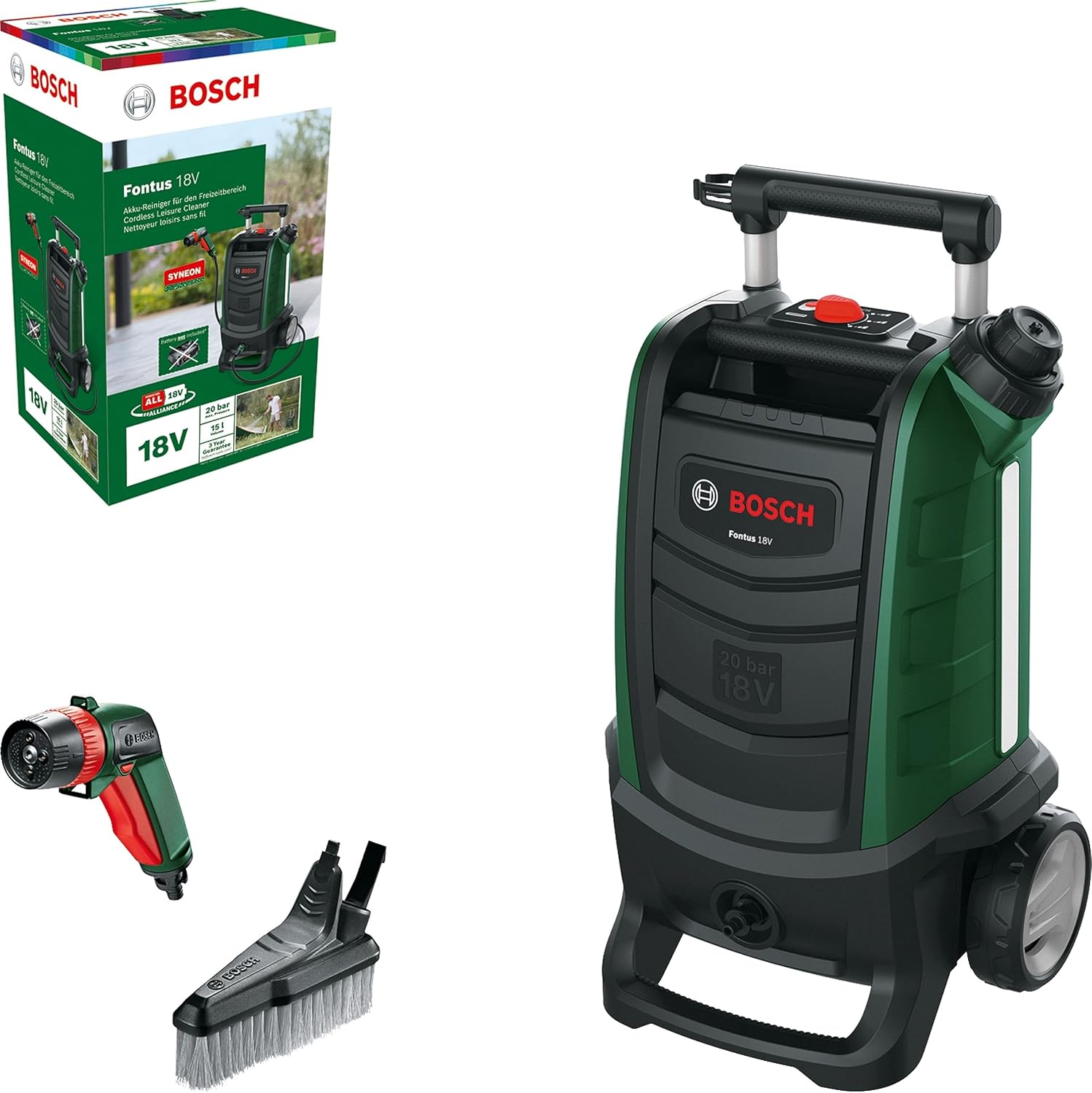 Bosch Nettoyeur pour extérieur sans Fil - Fontus 18V (sans Batterie, système 18 V, dans boîte en Carton)