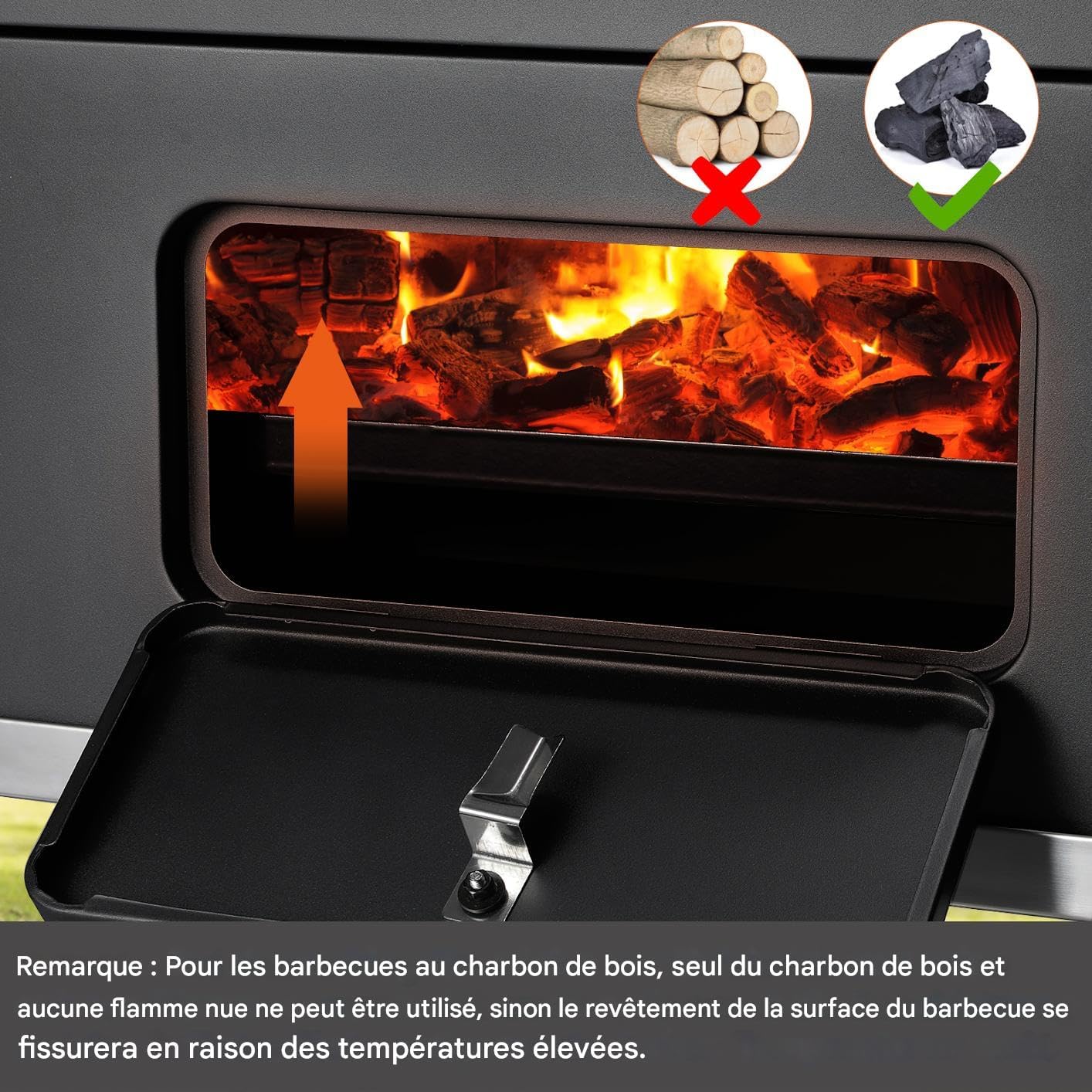 TLSUNNY - Barbecue XL sur chariot, couvercle, roues, thermomètre TLSUNNY