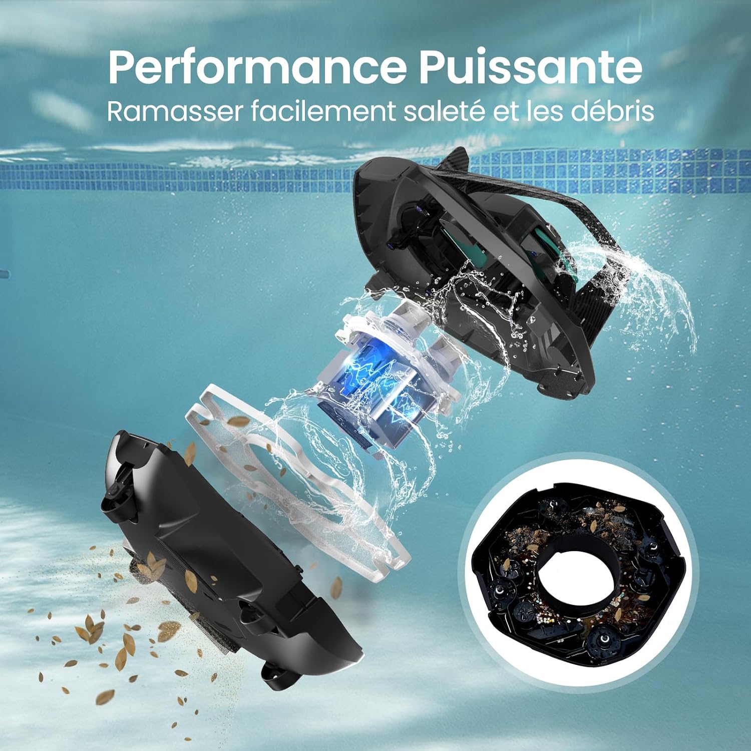 AIPER - Robot piscine série autonome - 80 m² - 90 min sans fil, 2 moteurs