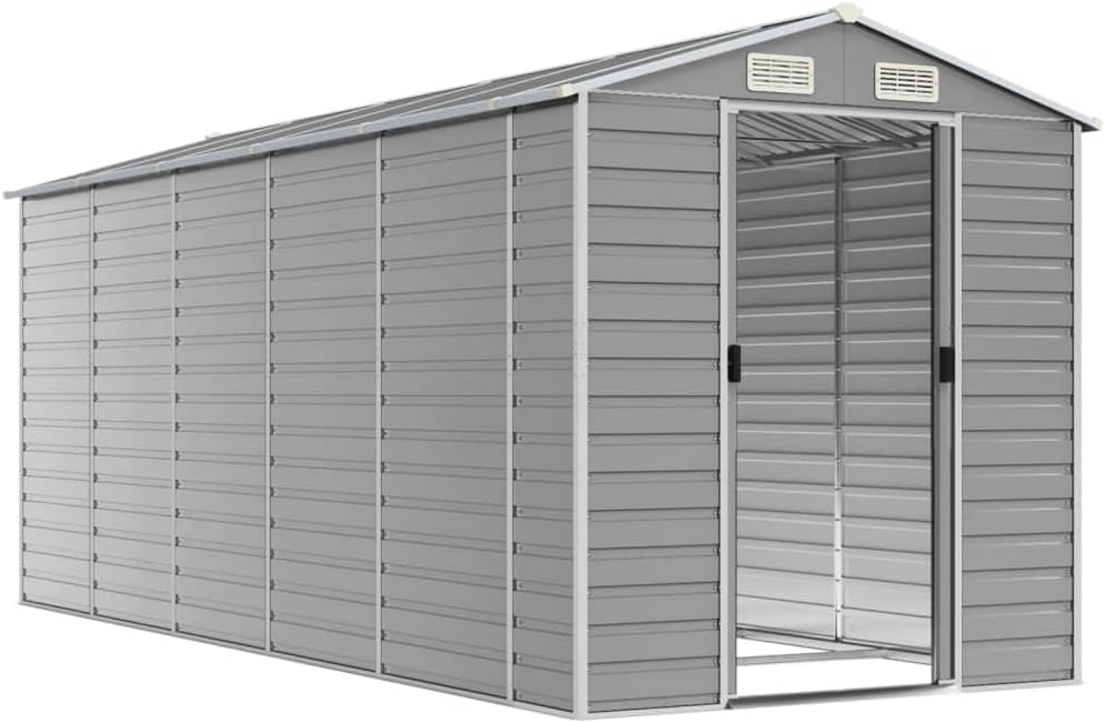 vidaXL Abri de Jardin Gris Clair 191 x 470 x 198 cm en Acier galvanisé
