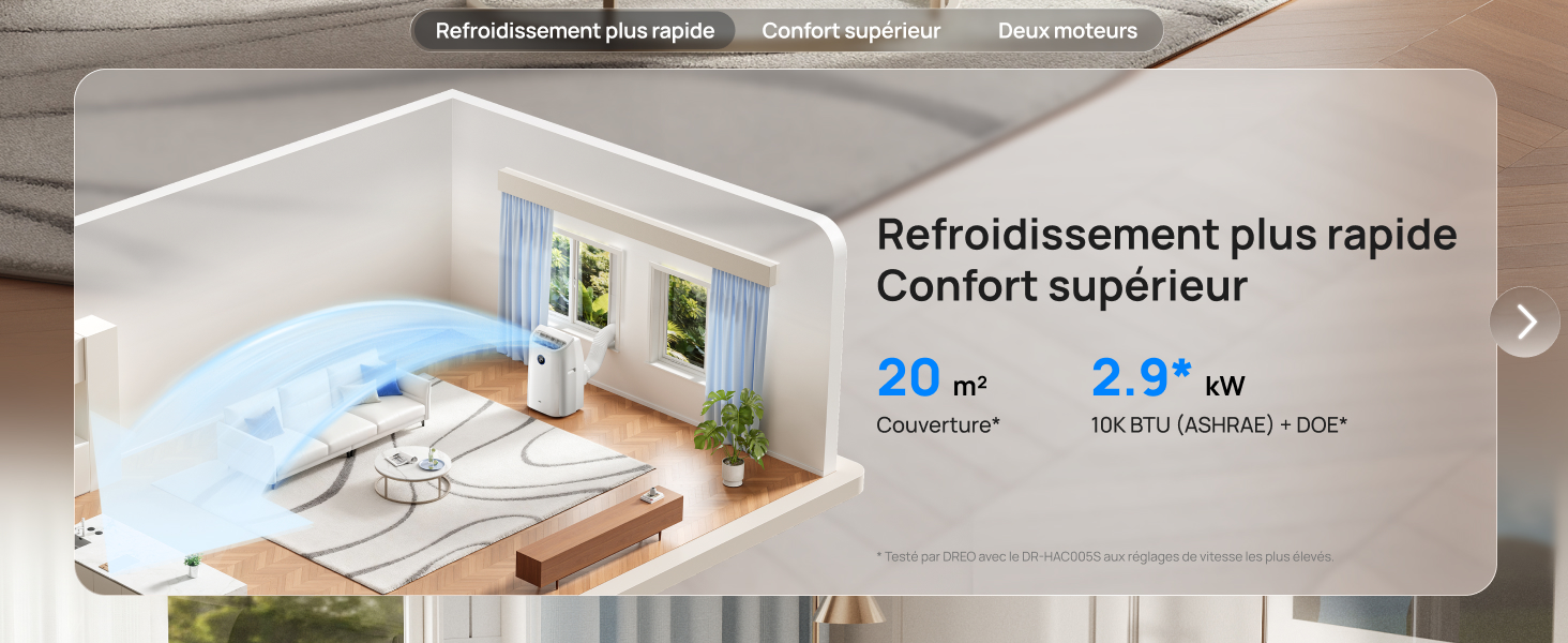 Le texte indique « Refroidissement plus rapide Confort supérieur » et « 0° - 21°C ». L'image du produit montre un lit réfrigéré ou un système de refroidissement avec des éléments de glace bleus et un écran de contrôle de la température monté sur un cadre de meuble blanc.