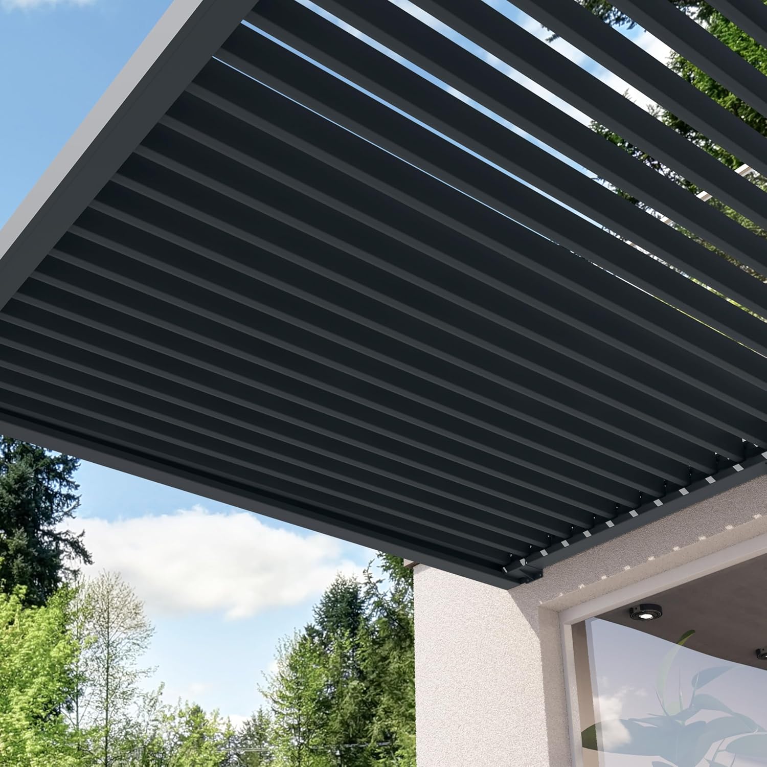 PRIMEYARD - pergola adossée, 3x3 m, aluminium, lames orientables, anthracite