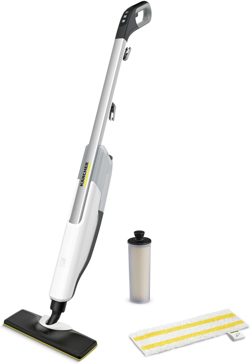 Kärcher Nettoyeur Vapeur SC 2 Upright, Préchauffage : 30 s, Surface : 50 m², Réservoir : 0,4 l, Puissance : 1600 W, avec Buse de Sol EasyFix, Serpillière Microfibres, Cartouche Détartrante
