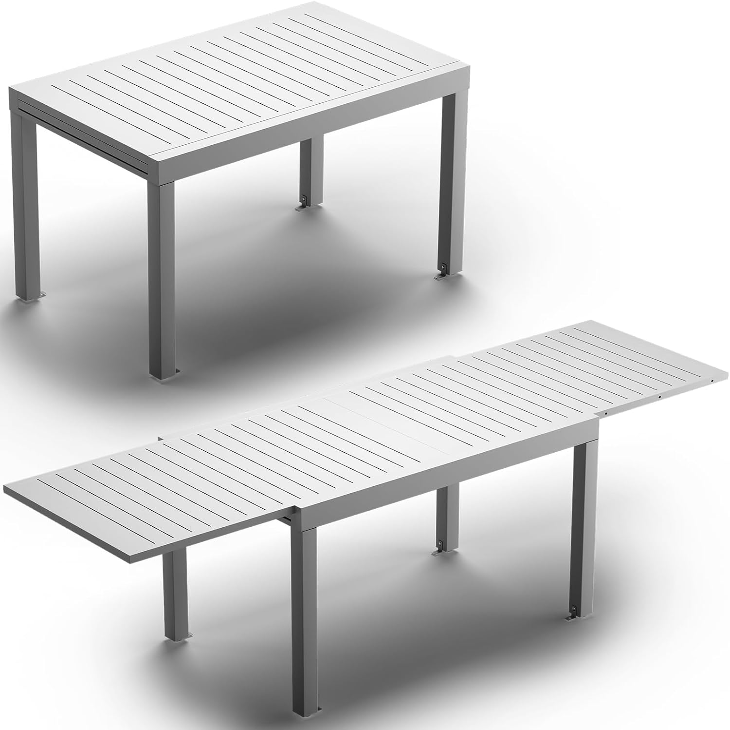JUMMICO - Table extensible 260x80cm - aluminium, résistante, facile à nettoyer