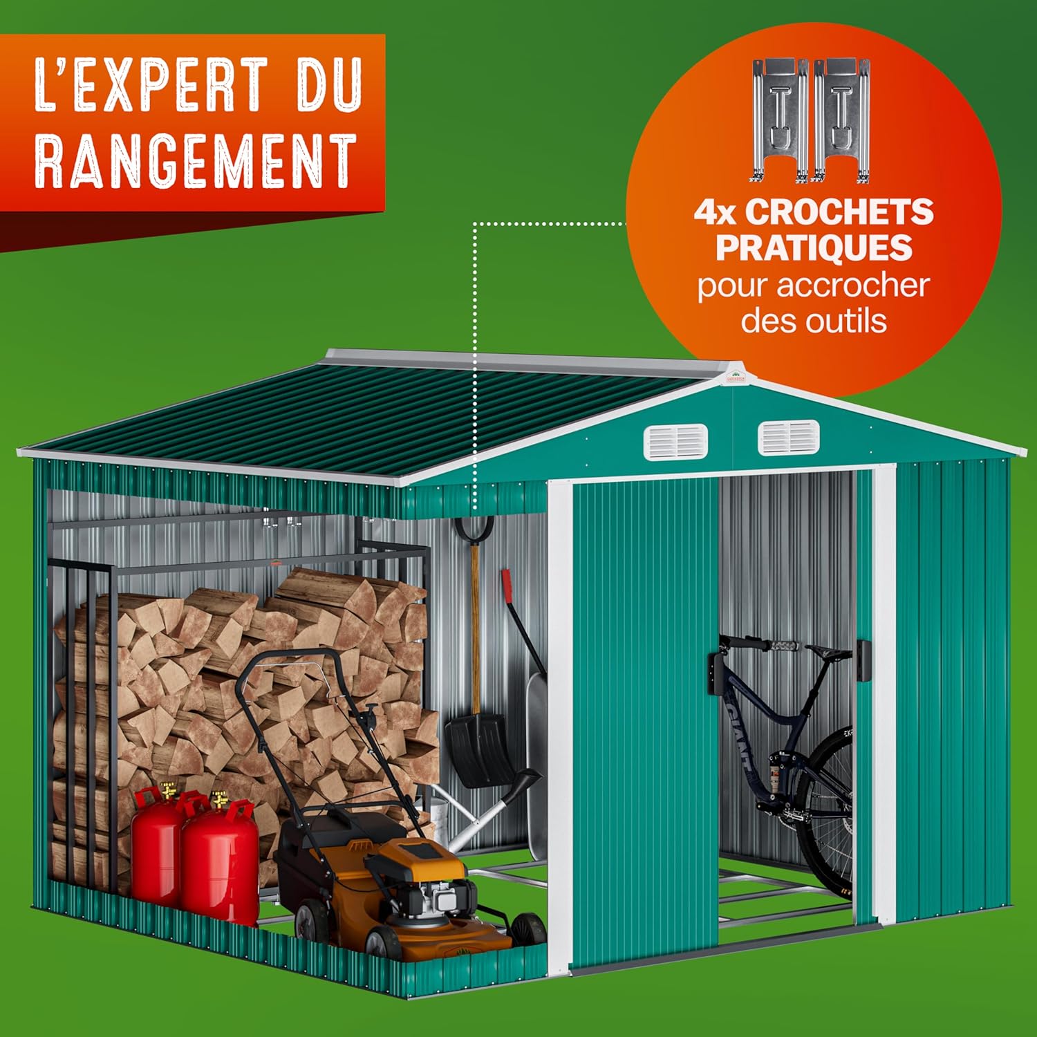 GARDEBRUK - Abri de jardin métal XXL - 260x205x180cm - porte coulissante, fondation, 9m³