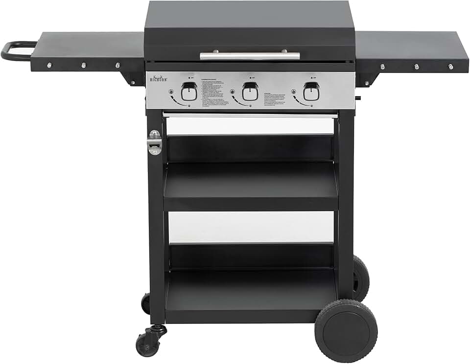 BIGHORN - Plancha gaz 3 brûleurs avec chariot, couvercle - 7,2 kW