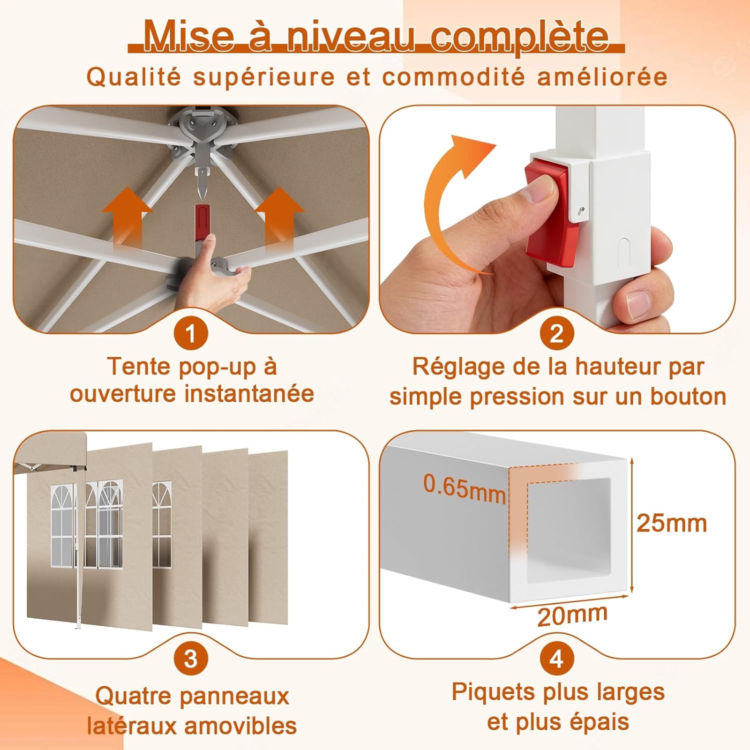 Devoko - tonnelle pliante 3x3m - imperméable, 4 parois, UV 50+