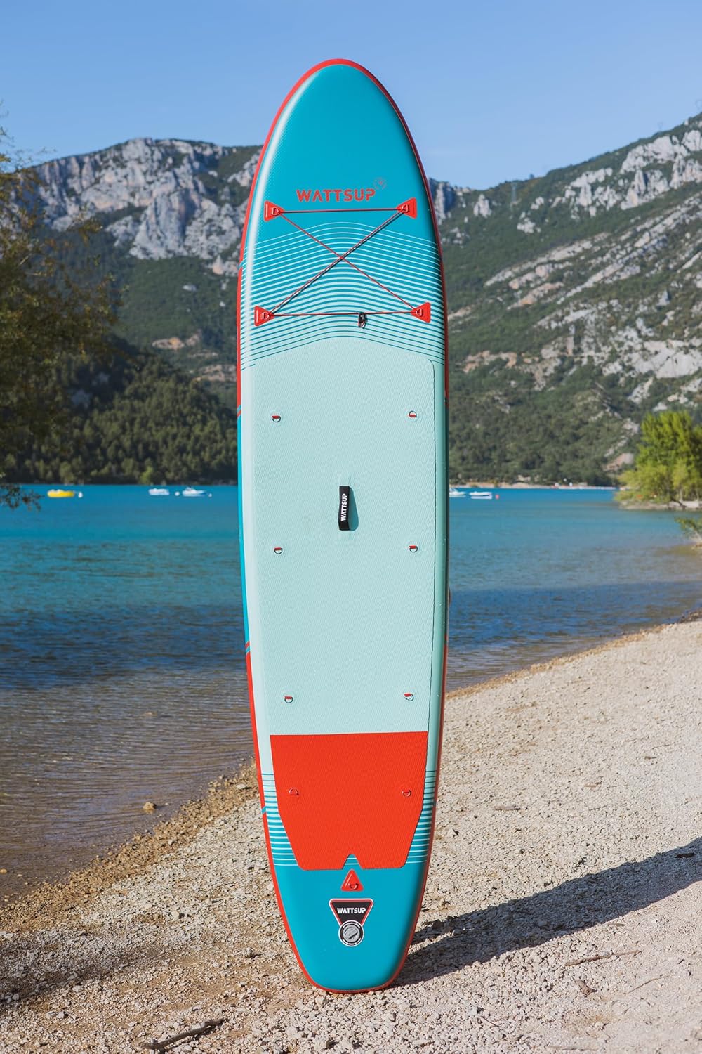 Wattsup - Sup Stand Up Paddle Gonflable - Gamme First - Dropstitch - Pack Complet : Pagaie Leash Pompe Sac de Transport
