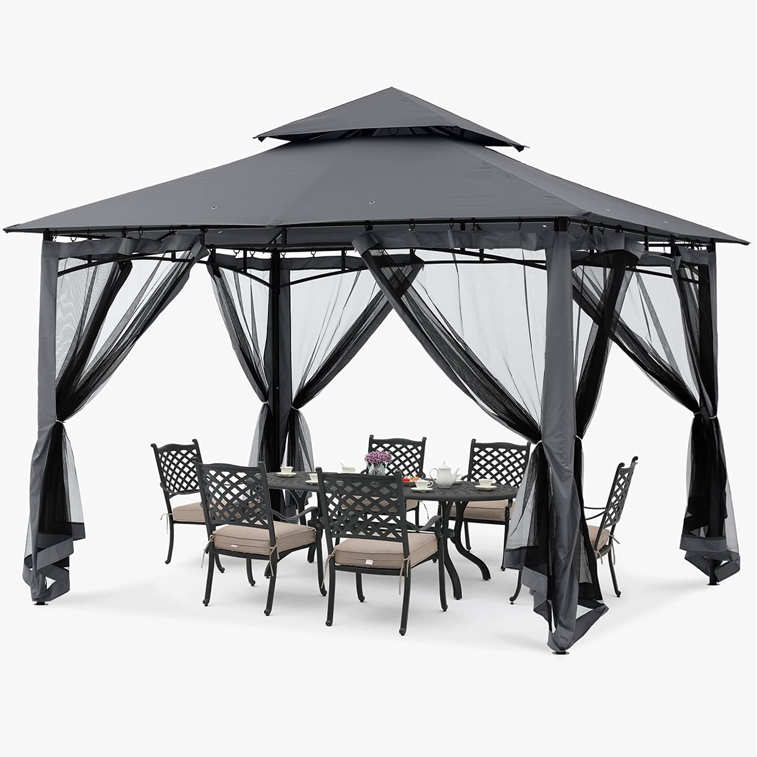 ABCCANOPY - Tonnelle Double Toit 3,35x3,35m - Filet ombre et pluie