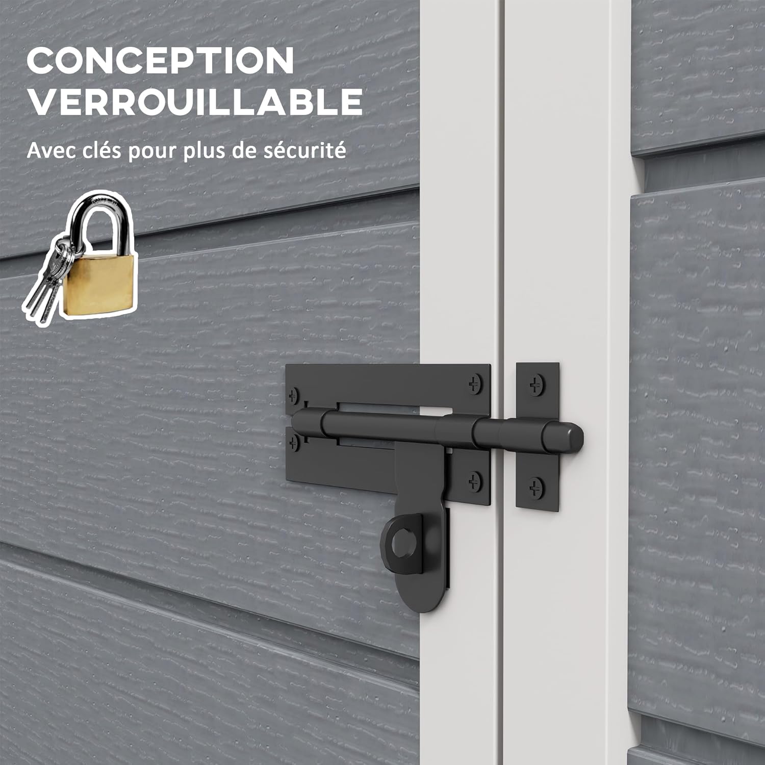 Outsunny - Abri de Jardin 1,14 m² - Porte verrouillable, aération et fenêtre - 151Lx92lx193H cm - Plastique, Gris - YJD1