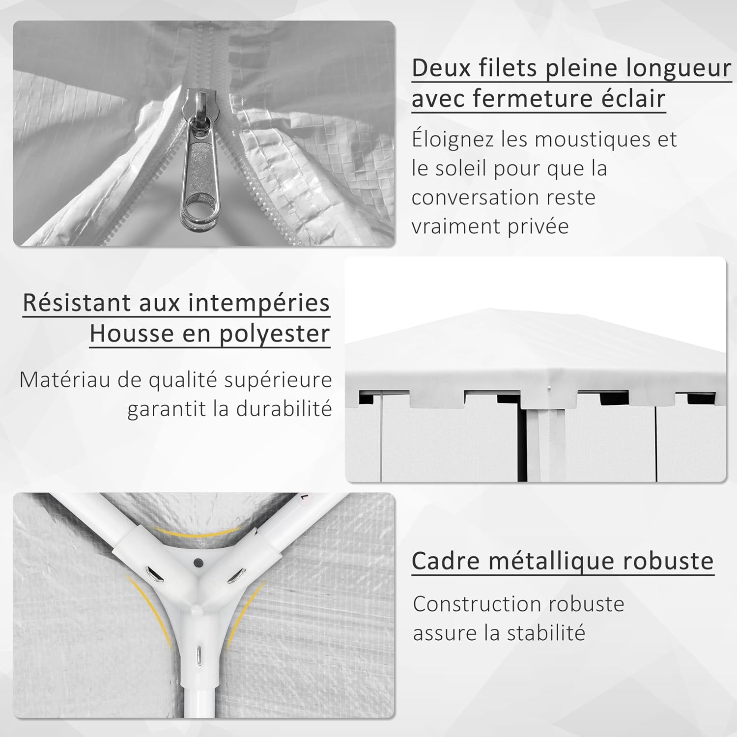 Outsunny - Tonnelle série réceptions - 3x4m - parois maille, 2 portes, blanc