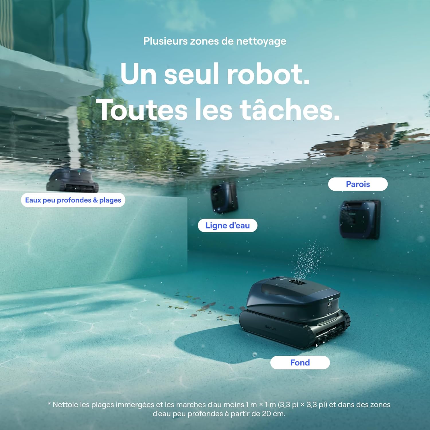 Robot Piscine - Beatbot Sora - Sans fil, aspirateur puissant, autonomie 5h, contrôle app - Bleu Profond - BEATBOT-30