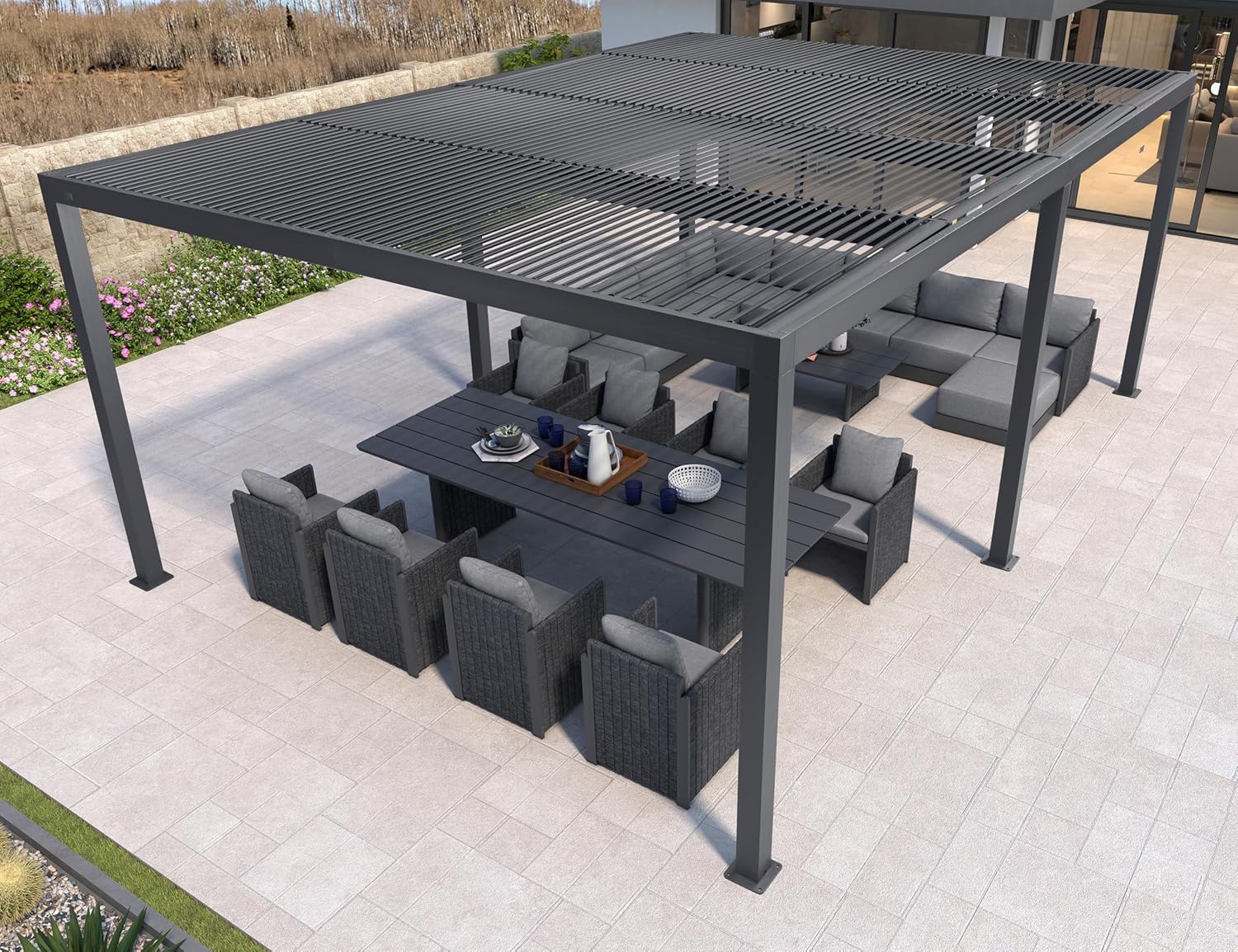 PURPLE LEAF - pergola bioclimatique - 6x4,24m aluminium, lames indépendantes