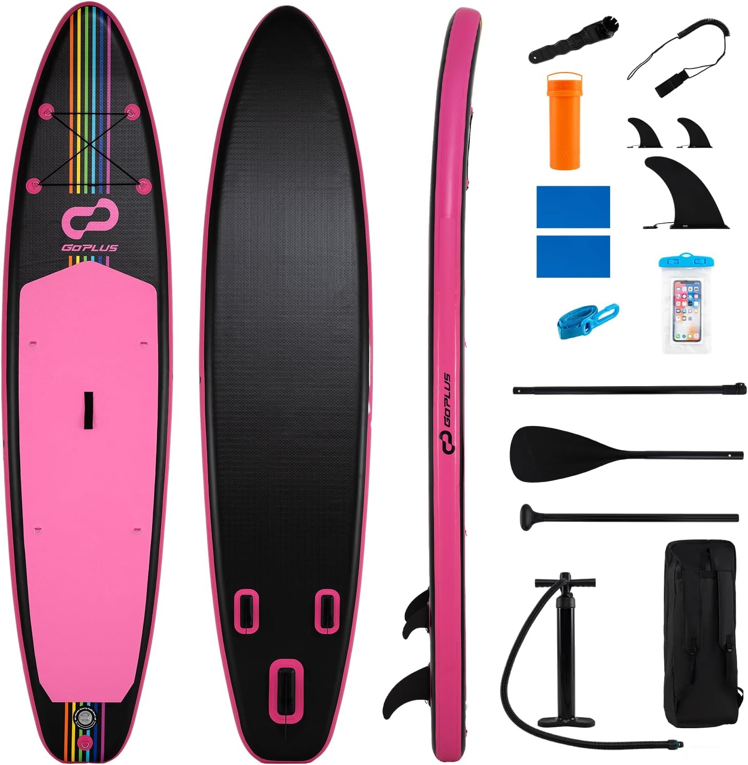 COSTWAY - Paddle gonflable série aluminium - 320x76x15cm, sac et pompe