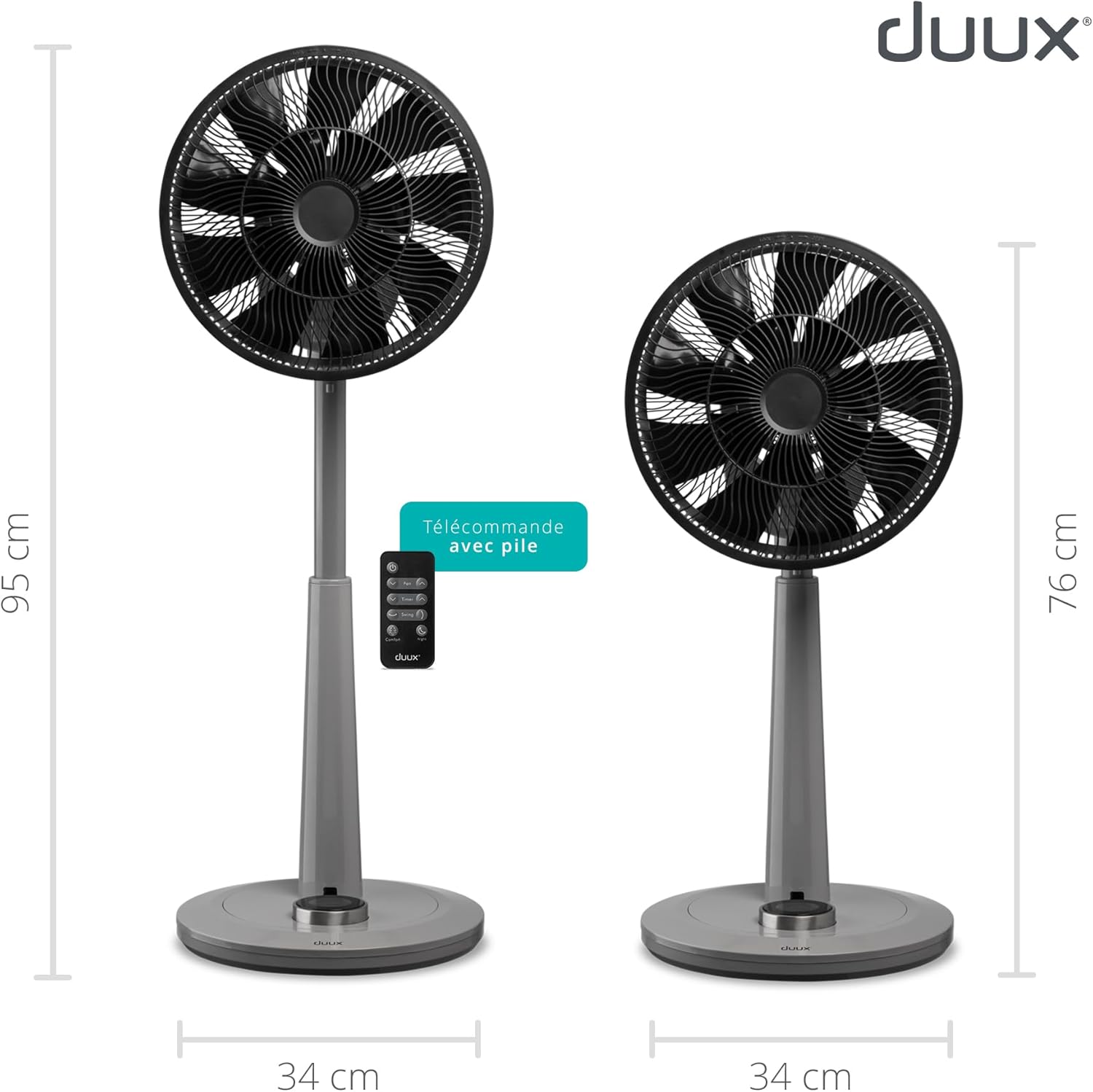 Duux - Whisper série - ventilateur sur pied, silencieux, 26 vitesses, télécommande, minuterie