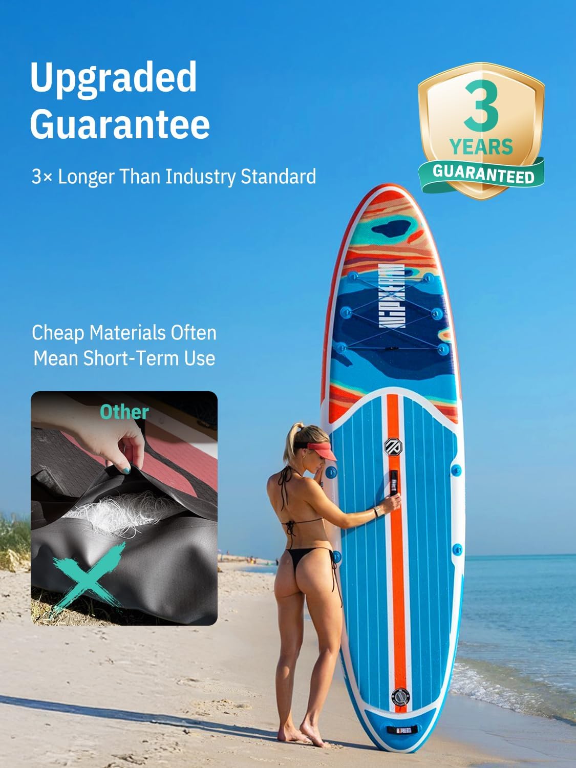 Niphean Paddle Gonflable Adulte avec Tous Les Accessoires, 320cm Planches de Stand Up Paddle Gonflables pour Tous Les Niveaux, Sup avec Capacité 200 kg pour 2 Personnes, Paddle Gonflable avec Siège