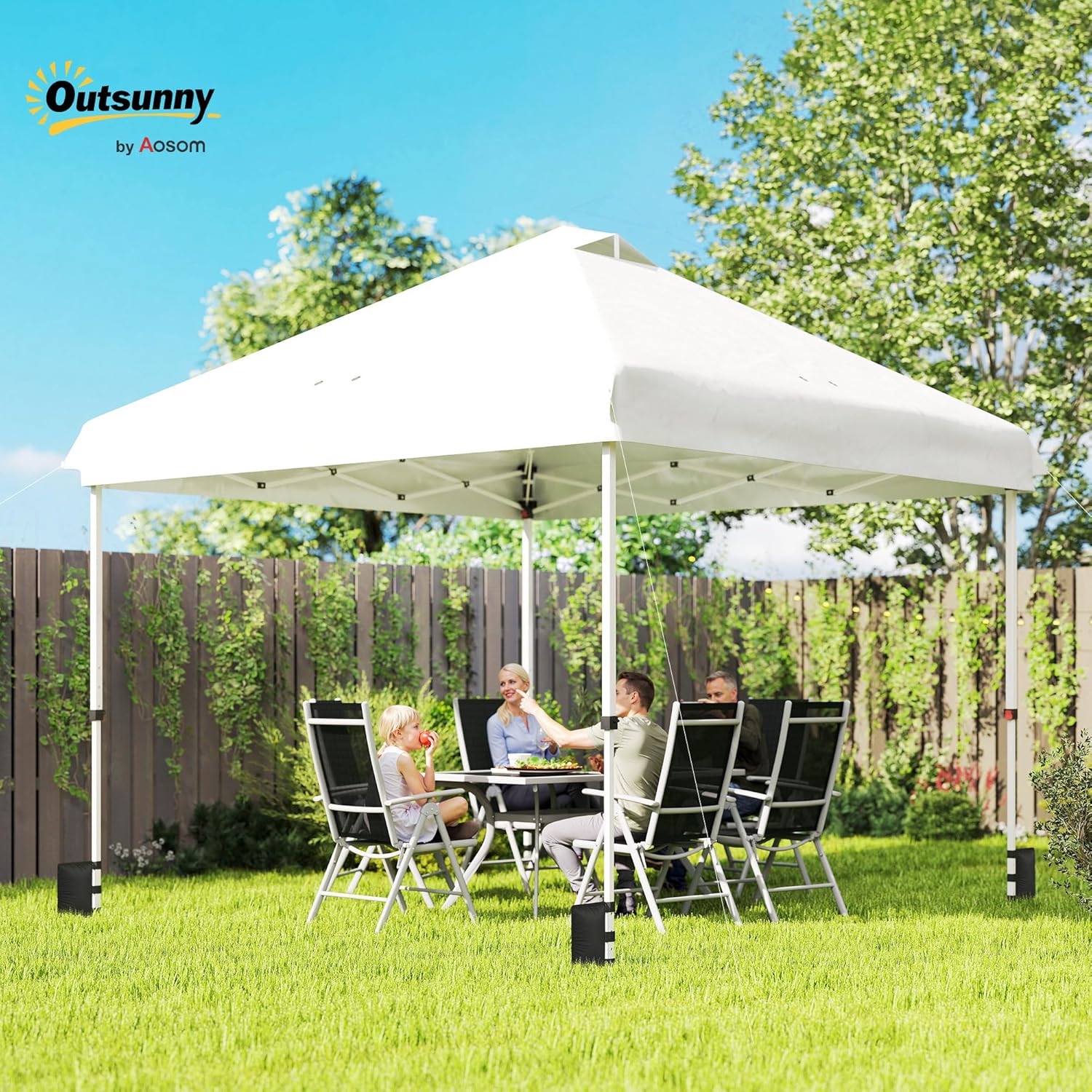 Outsunny - Tonnelle Pliante Pop-up - 3x3m - UPF50+, Hauteur réglable, Blanc