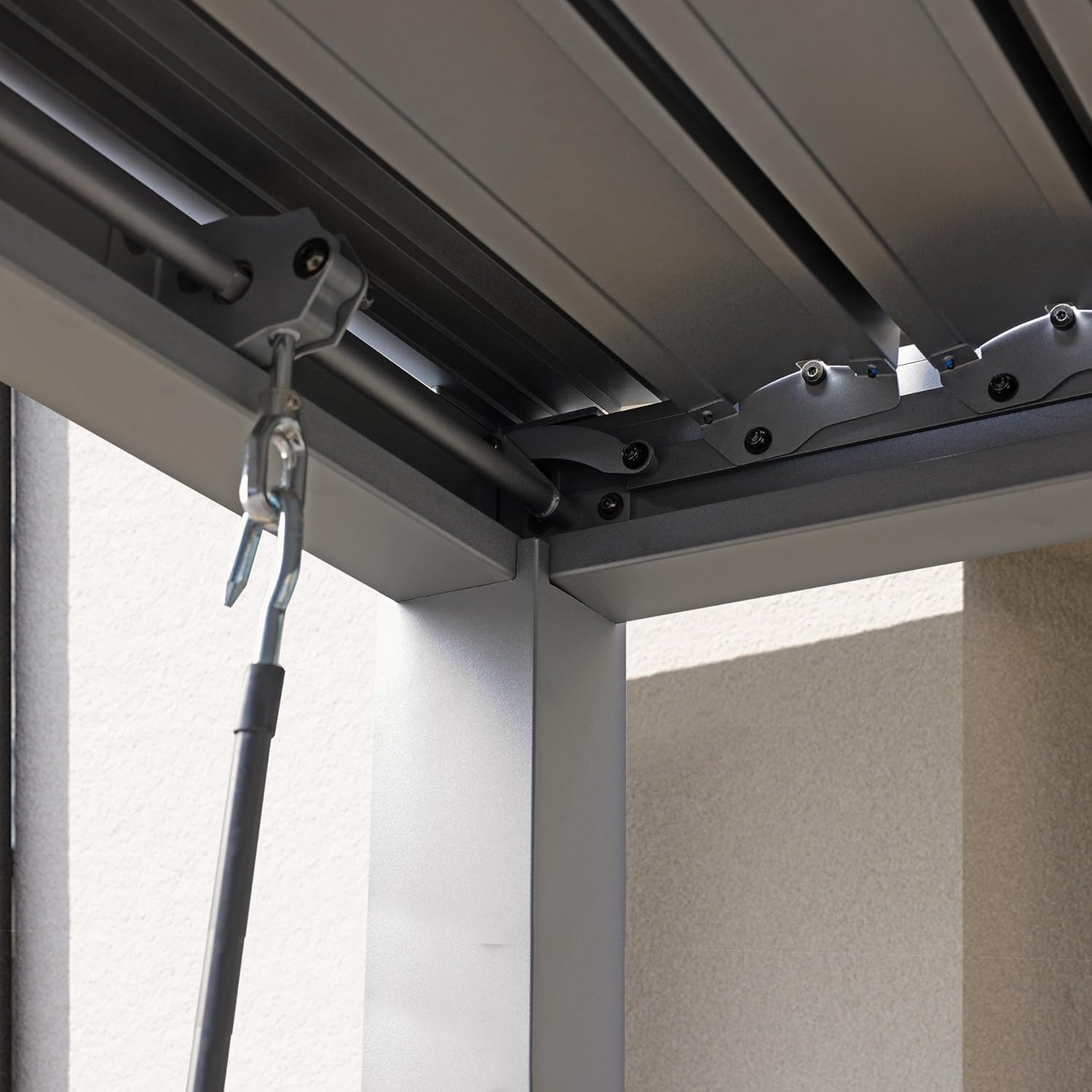 PRIMEYARD Pergola 3x4 m poteaux en Aluminium avec Lames orientables en Acier pavillon Gris