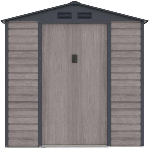 Vente-unique - abri de jardin acier galvanisé 2,79m², effet bois gris - ADELMO