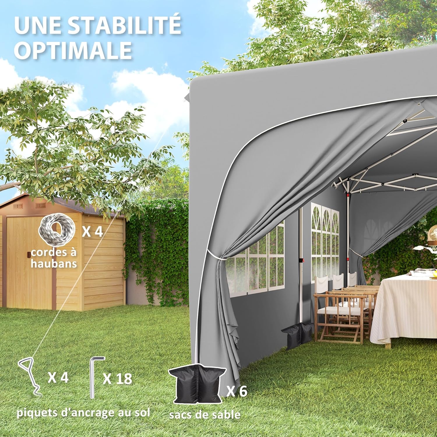 Outsunny - tonnelle pliante 3x6 m - UPF50+, sac, réglable, gris