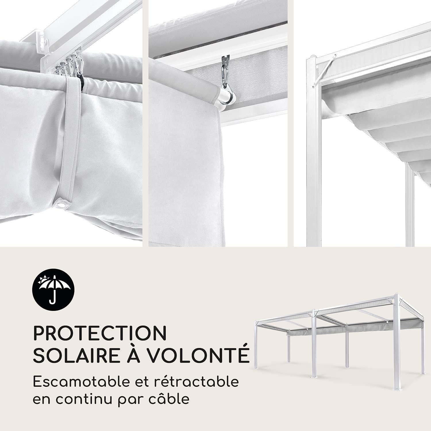Blumfeldt - Pergola série aluminium 3x6m, hydrofuge, UV, toit et côtés polyester