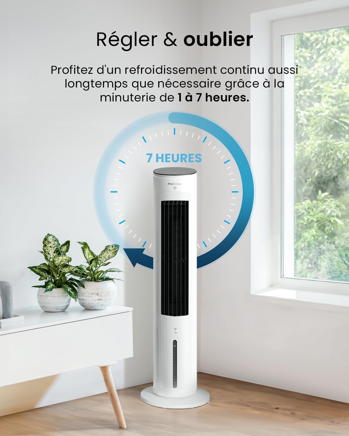 Pro Breeze - OmniAir - 5L - 3 vitesses, 4 modes, minuterie 7h, clim mobile