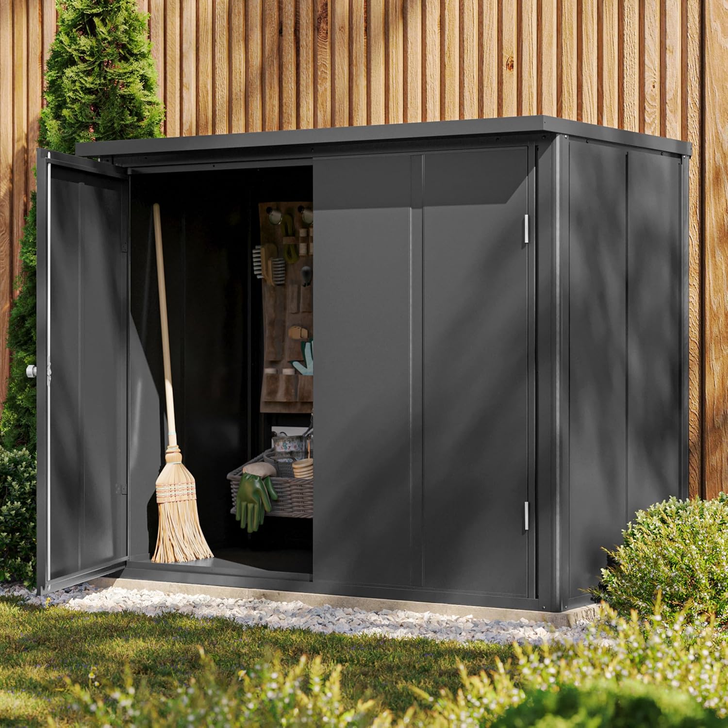 GFP - Primeyard Armoire de Jardin - 156x84x131 cm - métal, plancher inclus