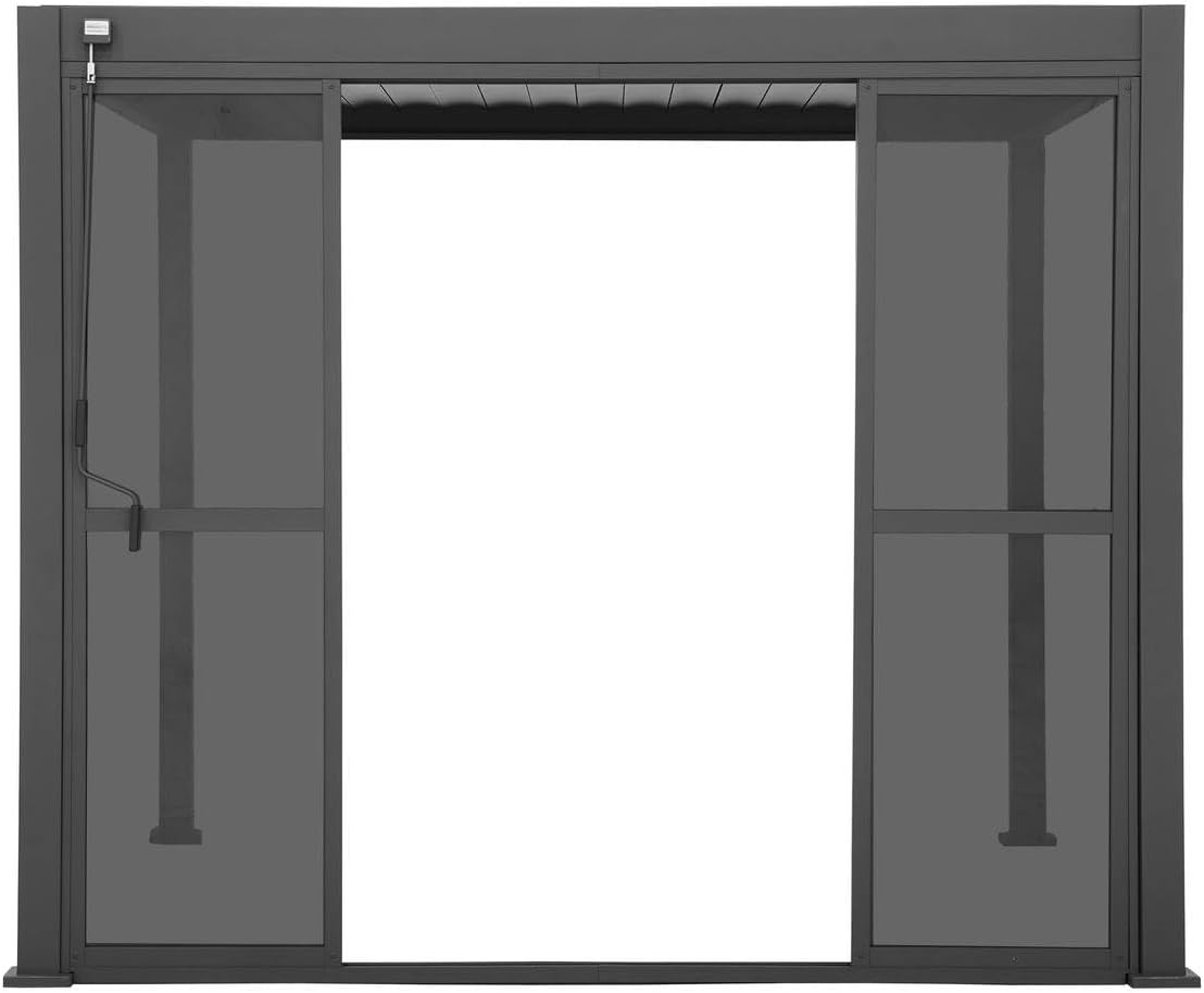 Hespéride - Portes coulissantes Evora Graphite - 236,5x279cm - protection solaire pergola grand modèle