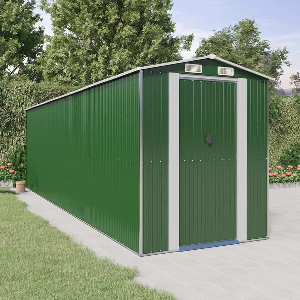 ZEYUAN - abri de jardin acier, vert, 192x689x223cm, rangement outils