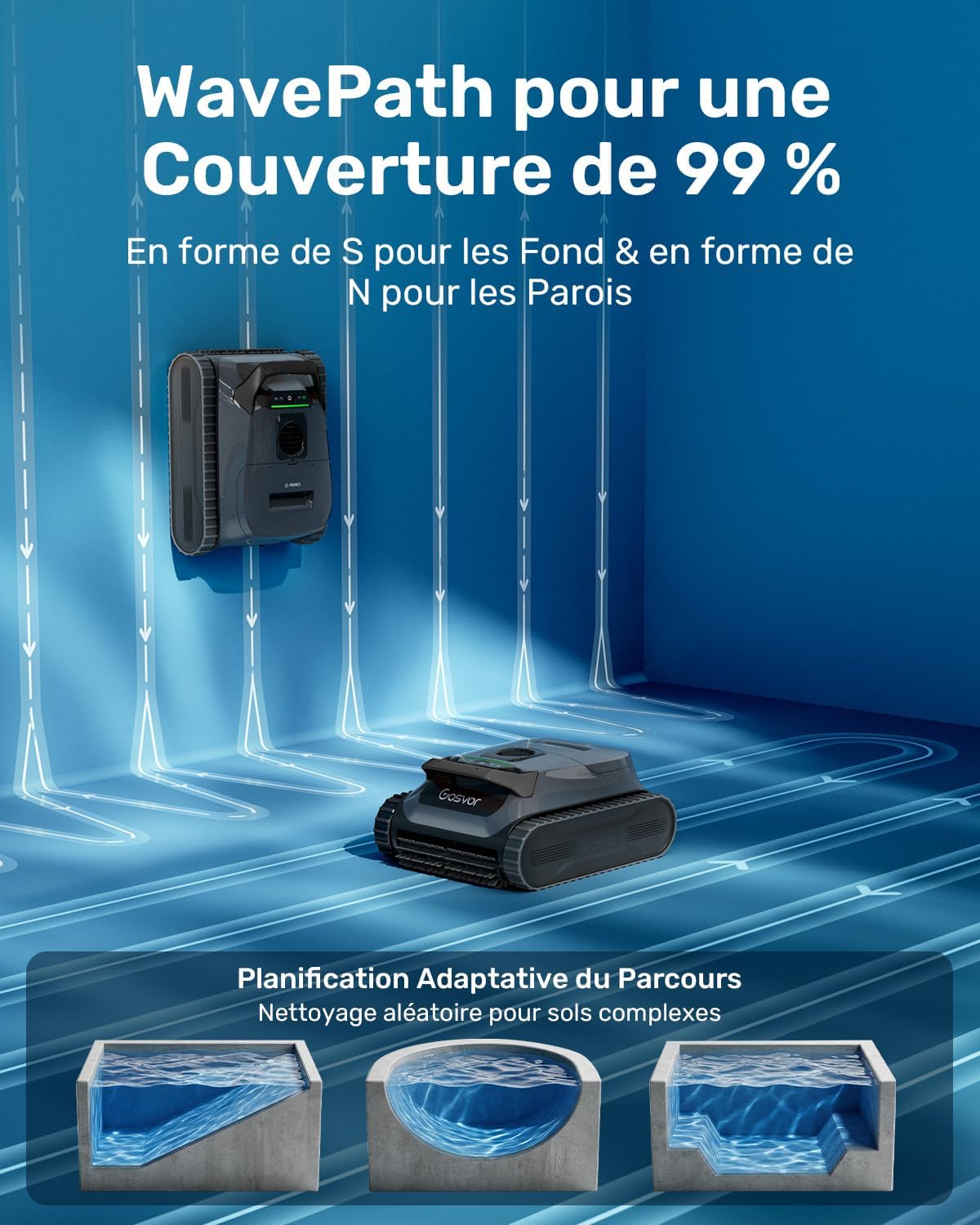 Gosvor (2026 Nouveau) LiteVac G1 Robot Piscine Fond et Parois, 6,9 kg Ultra Léger, Jusqu’à 200 Min d’Autonomie, Double Filtration, Navigation Intelligente & App, pour Piscines Jusqu’à 200 m²