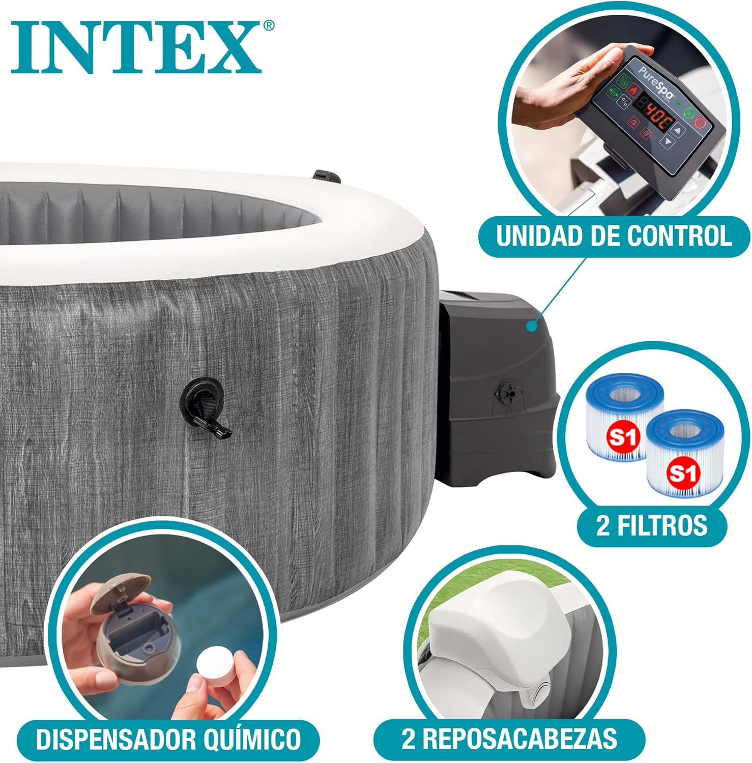 Intex - Pure Spa Baltik 6 places - grand spa gonflable - 28442EX