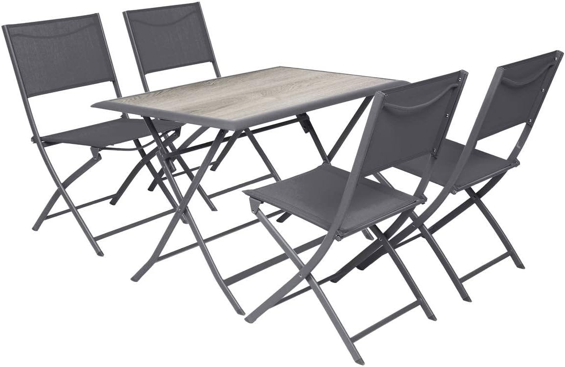 Hespéride - Azua - table pliante rectangulaire, 4 places, aluminium epoxy, gris fumé