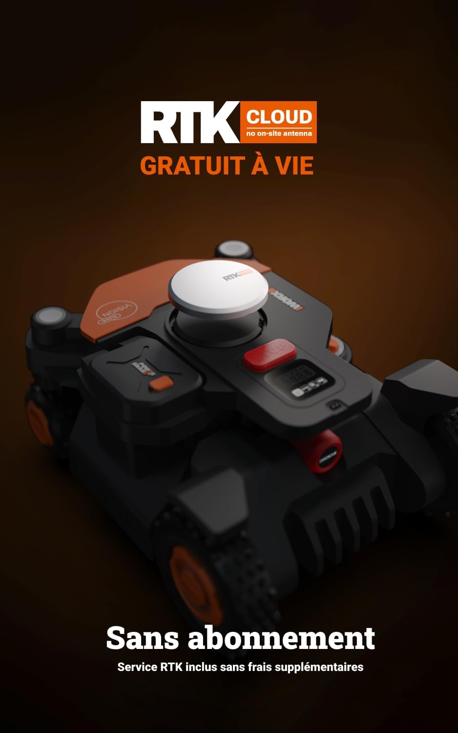 WORX - Vision Cloud 4WD - robot 600m² AI, VSLAM, RTK Cloud - WR340E