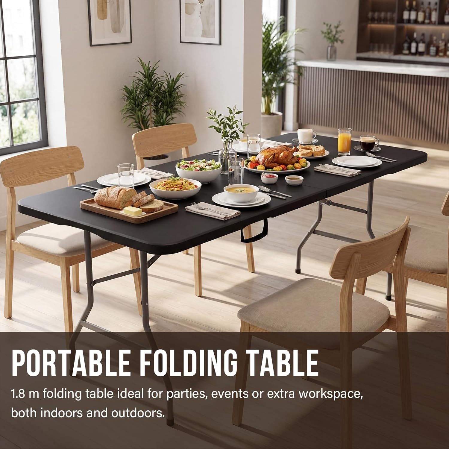 TEENO - Barbecue charbon grand format + table pliante 180x74x74 cm - gants inclus