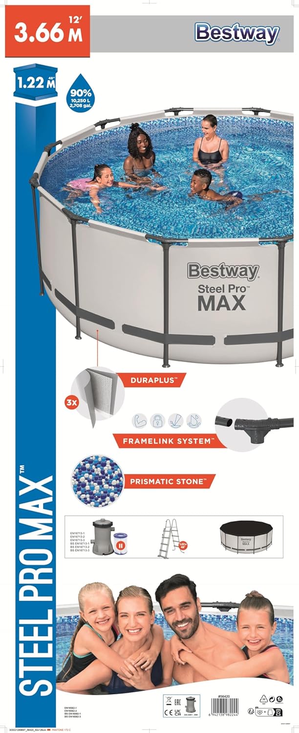 Bestway Steel Pro Max 12' x 48"/3.66m x 1.22m Pool Set