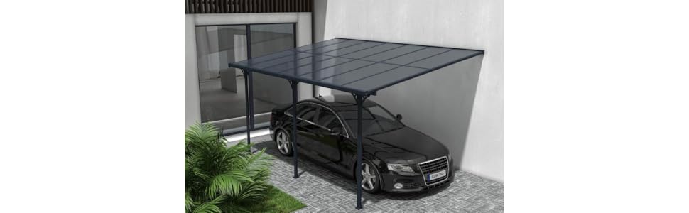 Toit terrasse/carport 13,5m² kleo 4,5x3m aluminium gris
