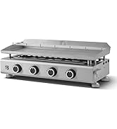 BRASERO - Plancha Silvia Evo 4 Feux Plaque INOX de 84 x 34 cm - 4 brûleurs - Grille de réchauffem...