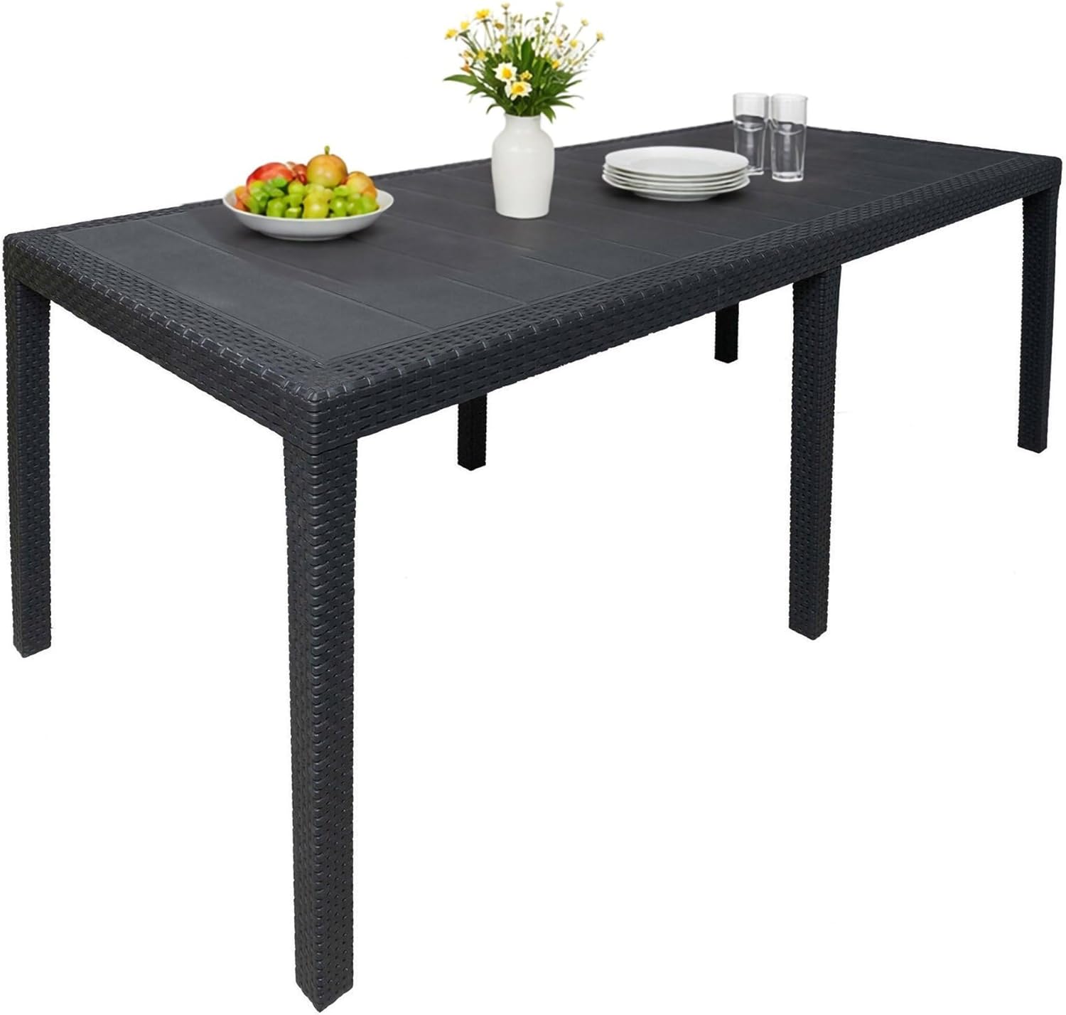 Dmora - table extensible extérieur anthracite - 150x90x72 cm - Made in Italy