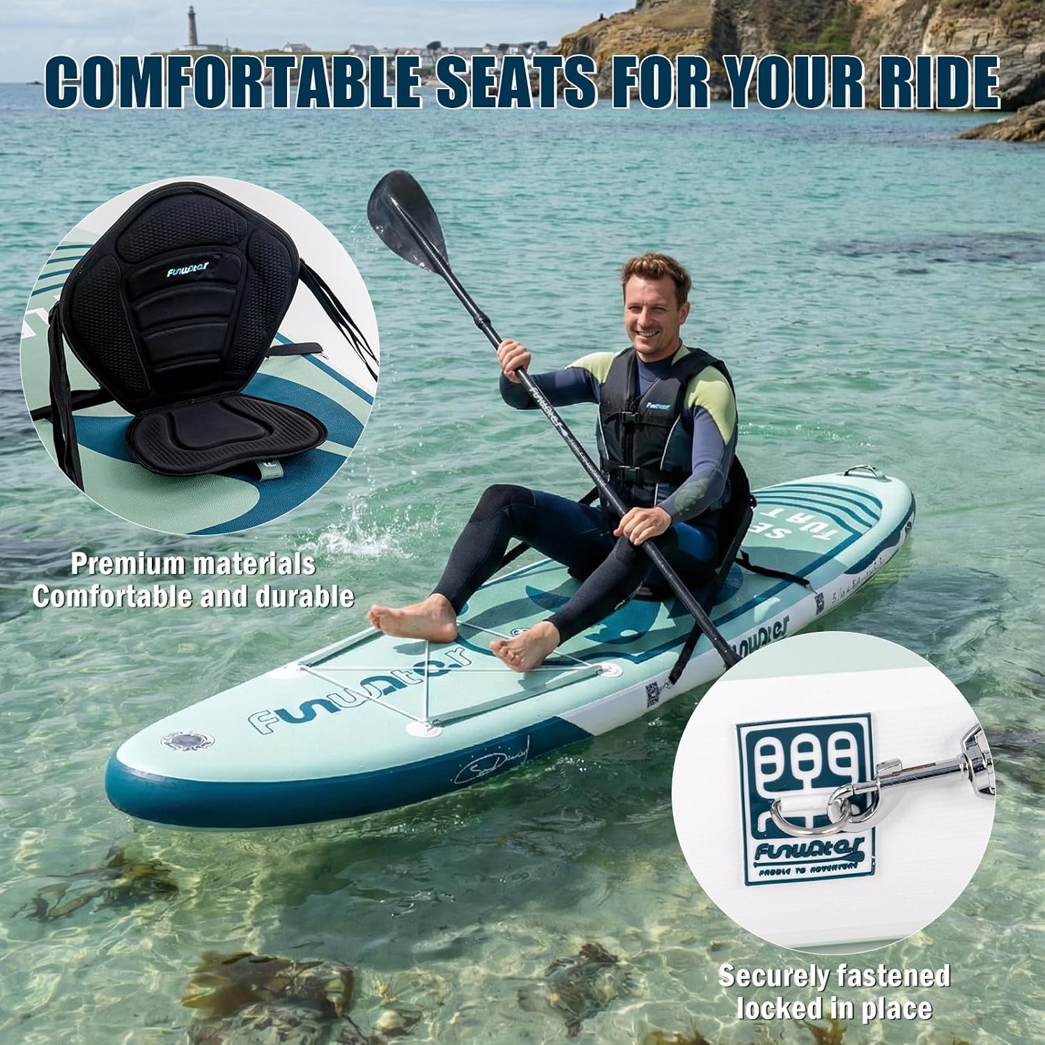FunWater - Surf Gonflable Accessoire complet 320cm Pagaie Sac Pompe Laisse