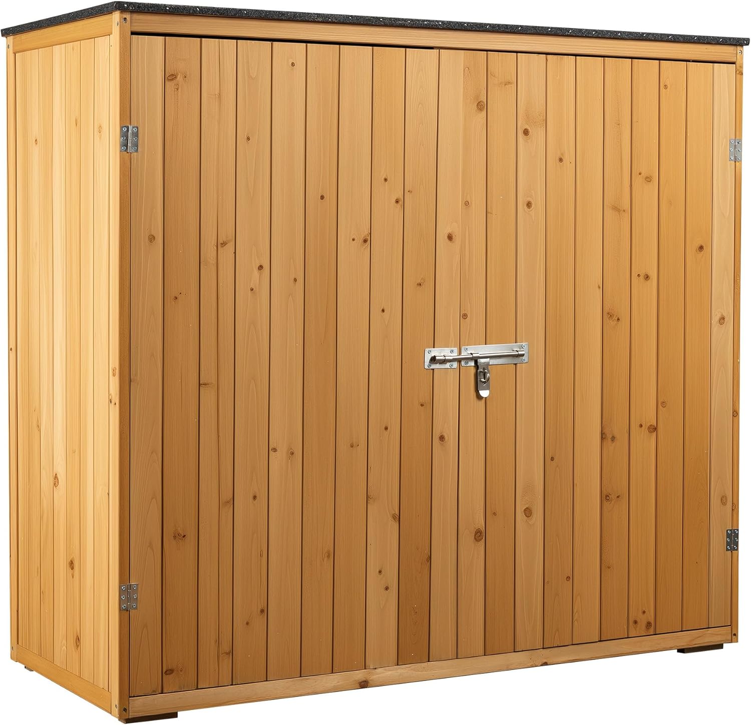 Wiltec Abri de Jardin – 1360 x 580 x 1270 mm – en Bois Verni – avec Toit revêtu par PVC et 2 Portes – Cabane Remise pour Rangement Outils pour Jardin, Terrasse & Balcon